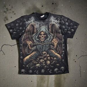 Vintage Y2K Skull Reaper AOP T-Shirt Men’s Large